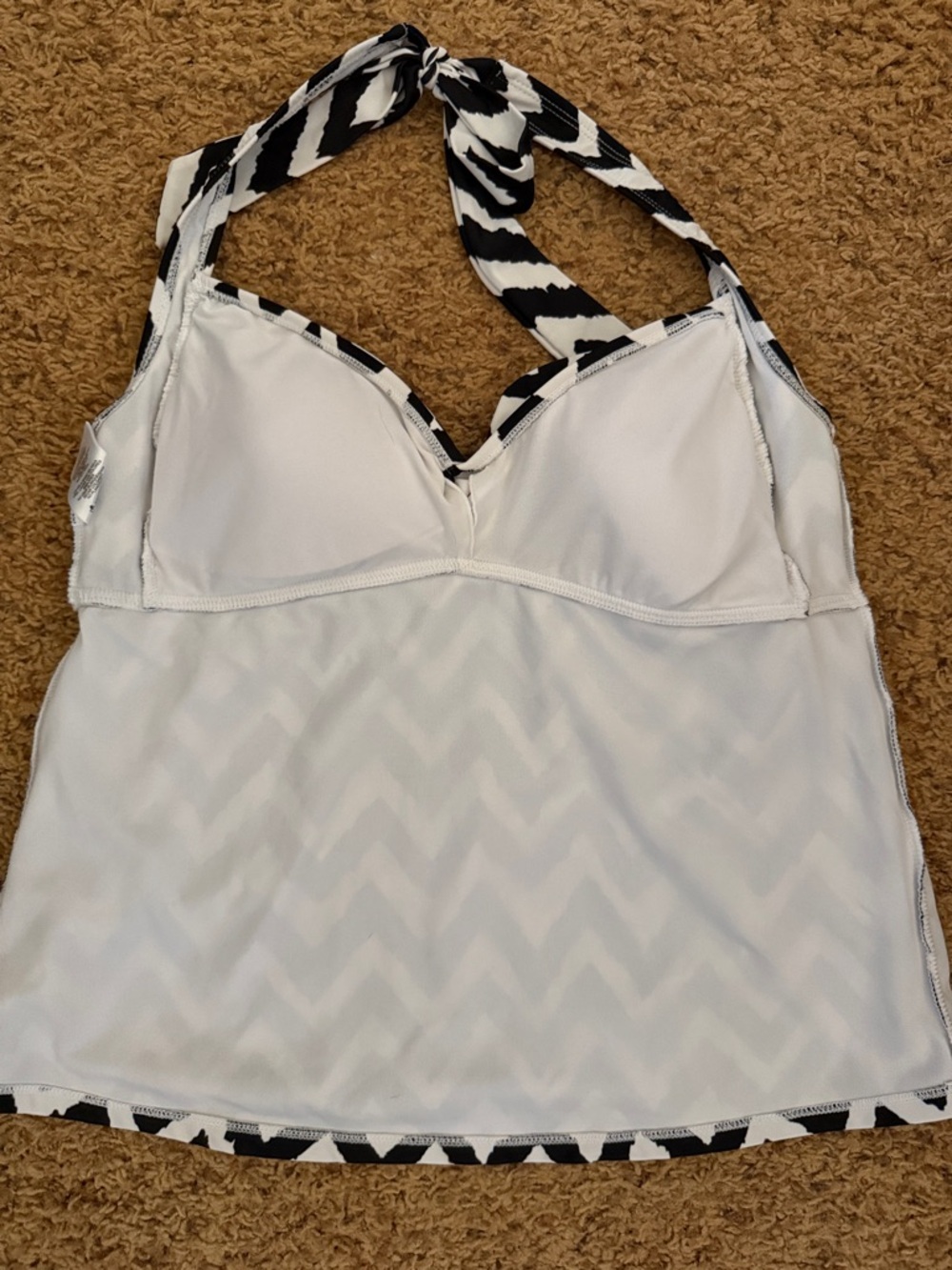Catalina Black & White Chevron Tankini Top - Picture 3 of 4